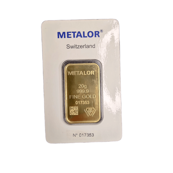 Metalor 20 gr. Guldbarre - Køb guld i dag og få din guldbarre i hånden - bedste guldpris