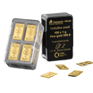 100 x 1 gr Unity Box Guldbarre - Køb guld og sælg guld hos Vitus Guld
