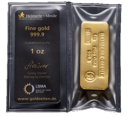 1 oz kisteguldbarre Heimerle Meule køb fra Vitus Guld