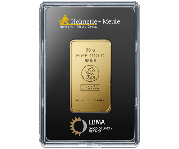 50 gr. guldbarre Heimerle Meule - Invester i guld hos Vitus guld - Markedets bedste guldpriser