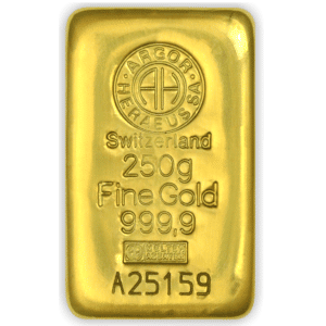 250 gr. guldbarre fra Argor Heraeus - Køb guld og sølv til bedste guldpris og sølvpris