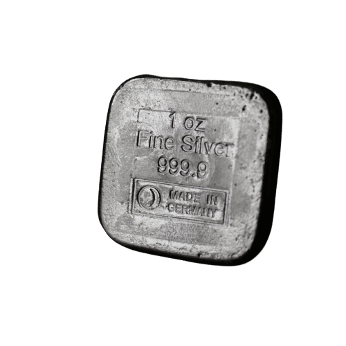 1 oz kvadratisk sølvbarre fra Heimerle Meule - Danmarks Førende sølvhandler Vitus Guld