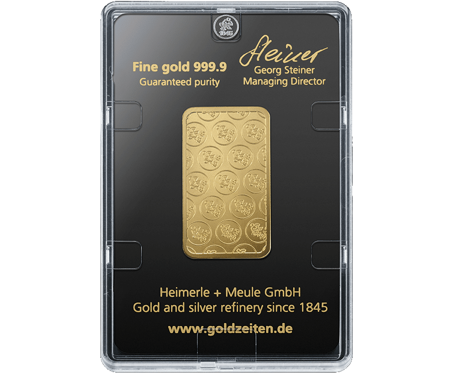 1 oz - 31,1 gr guldbarre Heimerle Meule - Køb guld og sølv til Danmarks bedste guldpriser