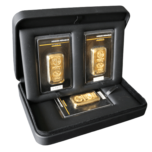 Æske til 3 - guldbarrer - opbevaring af guldbarrer Vitus Guld