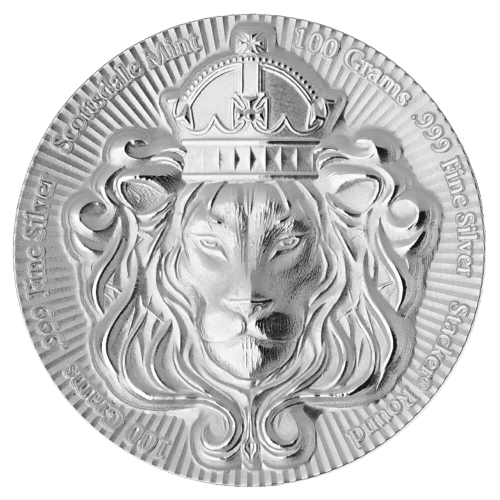 100 gr. Sølvbarre, Sølvmønt - Round Silver Stacker Scottsdale Mint i Arizona USA - Køb investerings sølv hos Vitus Guld