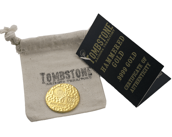 1 oz Hammerslået Tombstone Guldmønt fra Scottsdale Mint Arizona USA - Vitus Guld Danmarks Førende Guldhandler