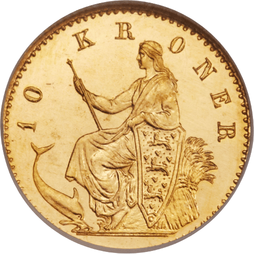 Dansk 10 Kroner Guldmønt – Christian IX – 900 ‰ 4,48 gr. 21,6 karat