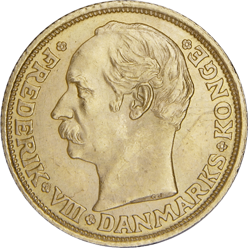 Dansk 10 Kroner Guldmønt – Frederik VIII – 900 ‰ 4,48 gr. 21,6 karat