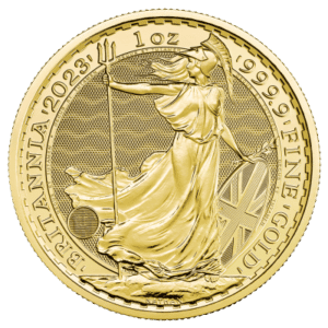 Britannia Guldmønt 1 oz 999,9 ‰, 31,1 gr. 24 karat År 2023- køb guld hos Vitus Guld Danmarks Førende guldhandler