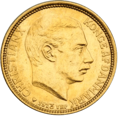 Dansk 10 Kroner Guldmønt – Christian X – 900 ‰ 4,48 gr. 21,6 karat