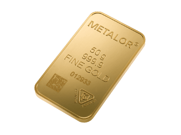 50 gr metalor guldbarre fra Metalor - Køb guldbarre til bedste guldpriser - Vitus Guld