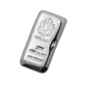 Scottsdale Mint, USA. 100 gr. casted sølvbarre, Vitus Guld forhandler investerings sølvbarre fra Vitus Guld