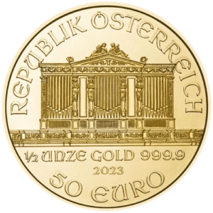 Østrigsk Wiener Philharmoniker ½ oz 999,9 ‰, 15,55 gr. 24 karat - År 2023. Køb flotte investeringsprodukter hos Vitus Guld. Guldmønter, guldbarre, nye årgange fra 2023