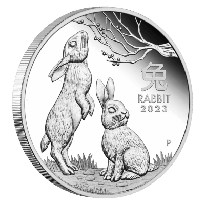 Lunar Serie "Kaninens År" 2023 - 1 oz 999,9 ‰, 31,1 gr. Finsølv. køb investerings sølvmønter til dit portefølje og møntsamling. Vitus Guld webshop er e-mærket her får du en tryg og sikker handel