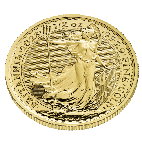 Halv ounce Britannia Guldmønt 2023 Kong Charles III - første udgave af den nye regent. Køb Guldmønter til bedste guldpris i dag