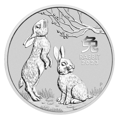 1 kg sølvmønt - Lunar Rabbit 2023 - køb sølvmønter hos Vitus Guld til bedste sølvpris