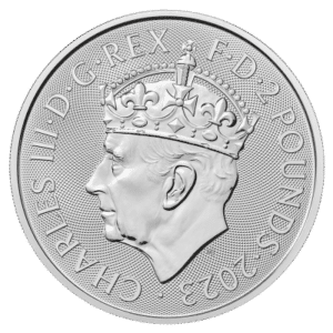 Britannia Sølvmønt Charles III Coronation år 2023 - 1 oz 999 ‰, 31,1 gr. Finsølv. køb sølvmønter til bedste sølvpris i Danmark