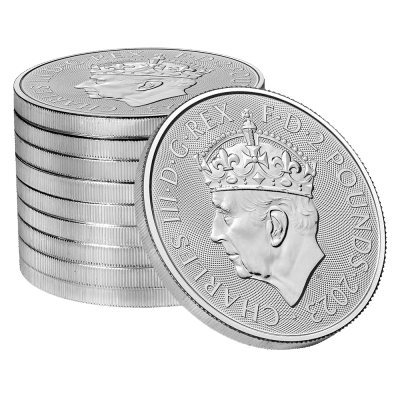 Britannia Sølvmønt Charles III Coronation år 2023 - 1 oz 999 ‰, 31,1 gr. Finsølv. køb sølvmønter til bedste sølvpris i Danmark