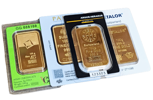 100 gr guldbarre fra vilkårlige producenter 99,99 % rent guld - køb guld online og lås til den bedste guldpris i DK