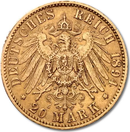 20 Mark Tysk Guldmønt - kejser Wilhelm 2 ad preussen - køb guldmønter hos Vitus Guld til bedste guldpris
