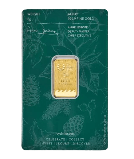 5 gr. guldbarre Glædelig Jul - merry Christmas guldbarre fra Royal mint - køb guld til bedste guldpris