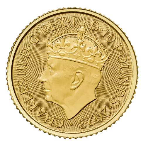 tiendedel oz guldmønt - Kong Charles monogram