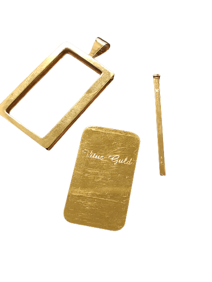 Guldbarre Ramme vedhæng til 2 gr guldbarre - designet og produceret af Vitus Guld - perfekte gaveidé