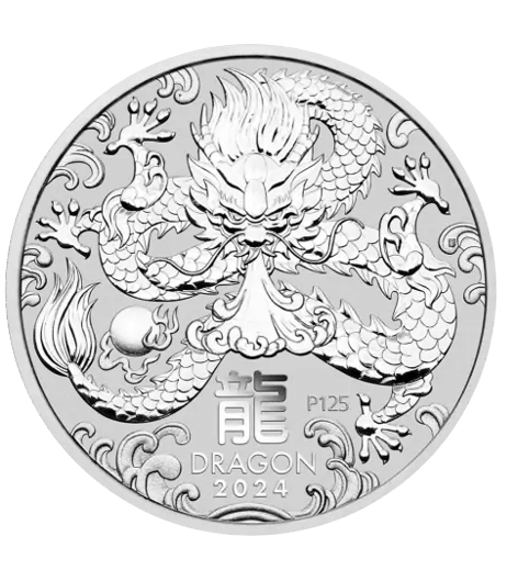 Lunar Dragon 1 oz sølvmønt 31,1 gr køb guld og sølv til danmarks bedste guld- og sølv priser.