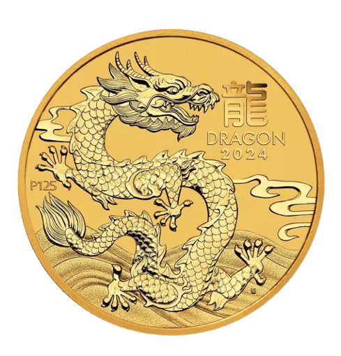 Lunar Dragon 2024 0,25 oz køb guld og sølv til danmarks bedste guldpriser.