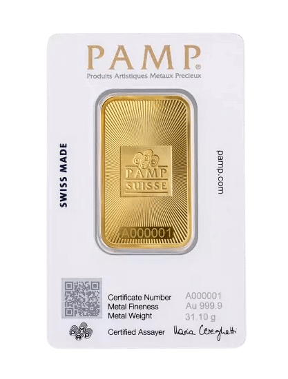 1 oz pamp suisse - flot guldbarre til Danmarks bedste guldpris i dag - køb guld online i dag