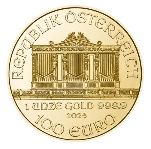 1 oz philharmoniker guldmønt år 2024 - køb guldmønter online til Danmarks bedste guldpriser - køb i dag.