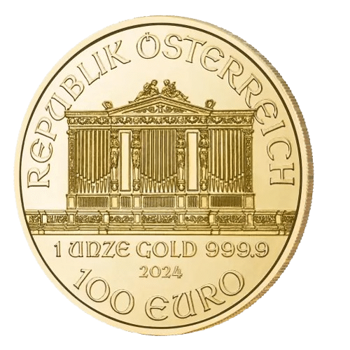 1 oz philharmoniker guldmønt år 2024 - køb guldmønter online til Danmarks bedste guldpriser - køb i dag