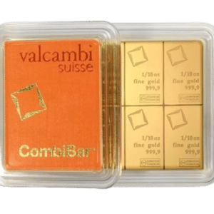 Combi Guldbarre fra Valcambi 1 oz - fordelt på 10 guldbarrer - køb guldbarre online til bedste guldpriser online