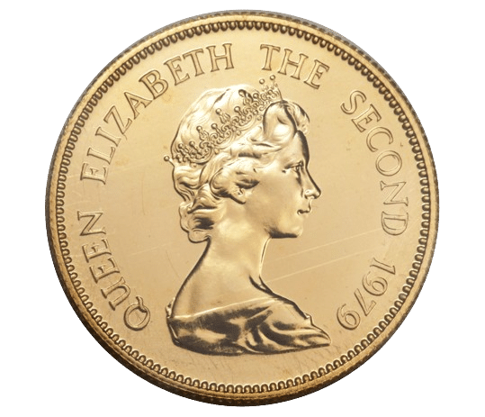 Elizabeth The Second guldmønt år 1979 cirkuleret Hong Kong - køb guldmønter hos Vitus Guld til Danmarks bedste guldpriser.