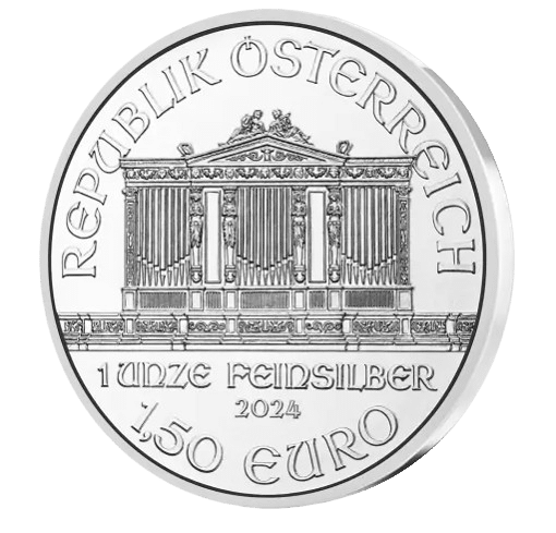 Philharmoniker sølvmønt år 2024 - 1 oz - 31,1 gr sølvmønt - køb online til bedste sølvpriser