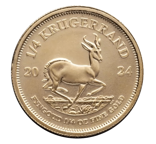 Sydafrikansk krugerrand guldmønt fjerdedel ounce år 2024 - køb guldmønter til bedste guldpris online.png