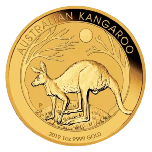 Cirkuleret 1 Oz Kangaroo guldmønt årgang 2019. Køb cirkulerede guldmønter online hos Vitus Guld i dag og lås guldprisen.
