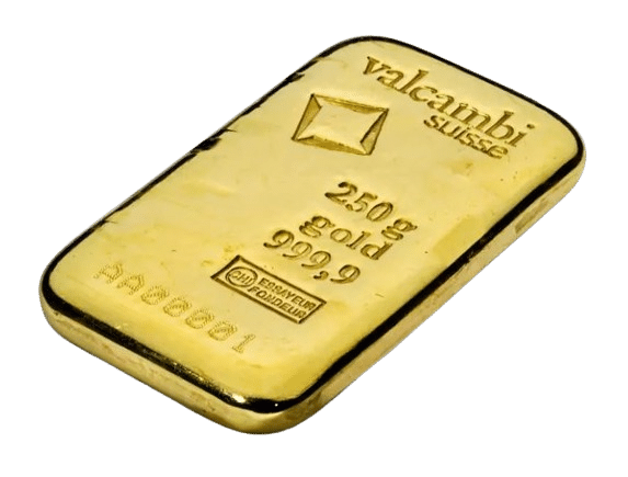 250 gr. Støbt Guldbarre 999,9 ‰, Valcambi Schweiz - Køb guld i dag til markedets bedste pris