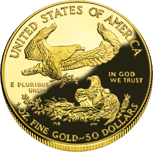 50$ American Gold Eagle Guldmønt, 1 oz 31,1 gr., 24 karat 999,9 ‰ - Tidlige Årgange
