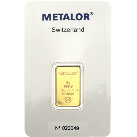 5 gr. guldbarre fra Metalor - Køb dine guldbarrer hos Vitus Guld - En sikker investering