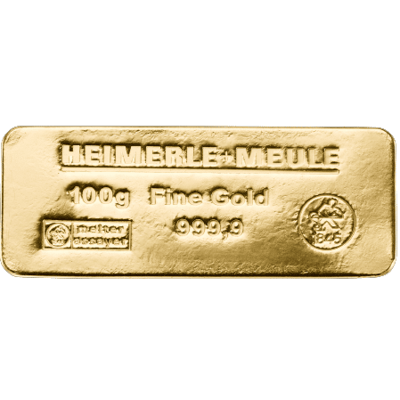 100 gram. Kiste guldbarre fra Heimerle Meule - Køb Guld hos Danmarks Førende Guldhandler - Vitus Guld
