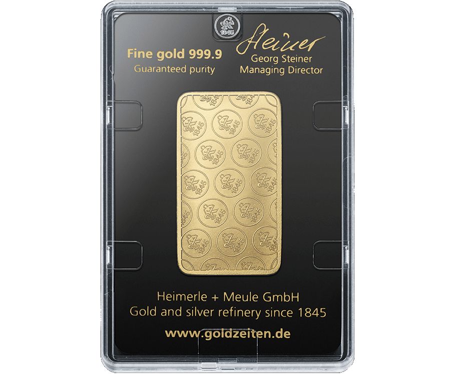 50 gr. Guldbarre ‰, Heimerle+Meule - Vitus Guld