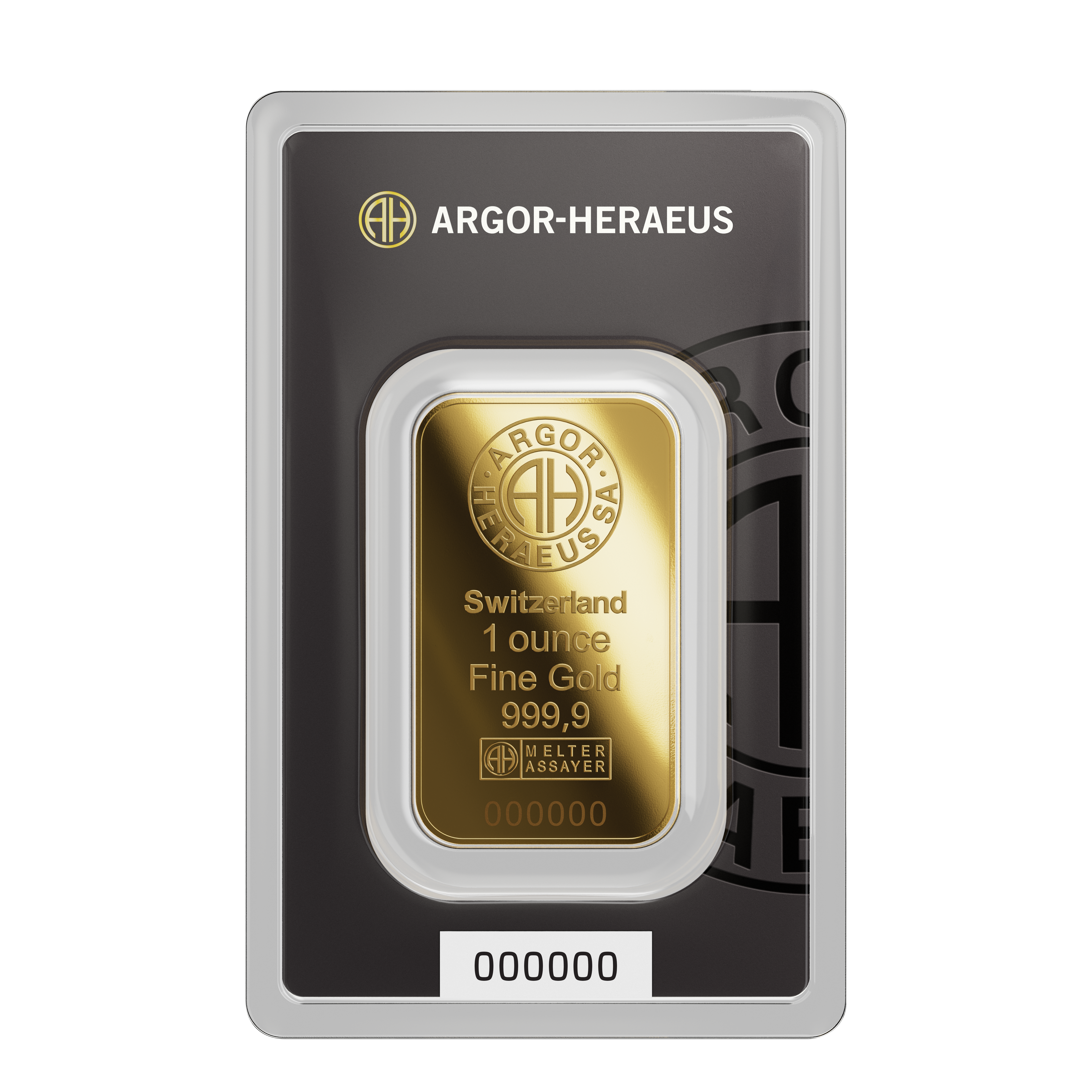 1 oz Guldbarre, 999,9 ‰, 31,1 gr., Argor-Heraeus Schweiz