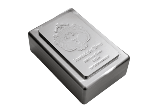 Scottsdale Arizona USA 1 kg. silver stacker sølvbarre, Vitus Guld forhandler investerings sølvbarre fra Vitus Guld