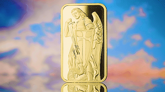 1 oz. - 31,1 gr Guldbarre med Ærke englen Michael - Køb guld og sølv hos Vitus Guld - bedste guldpris