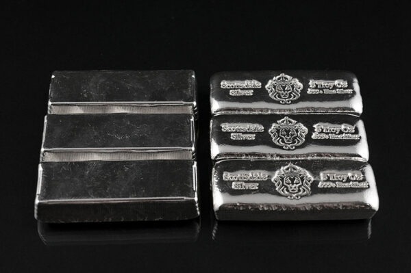 5 oz støbte sølvbarrer hos Scottsdale Mint Arizona USA - Køb investerings sølv fra USA til en fordelagtig pris - Vitus Guld Danmarks Største guldhandler