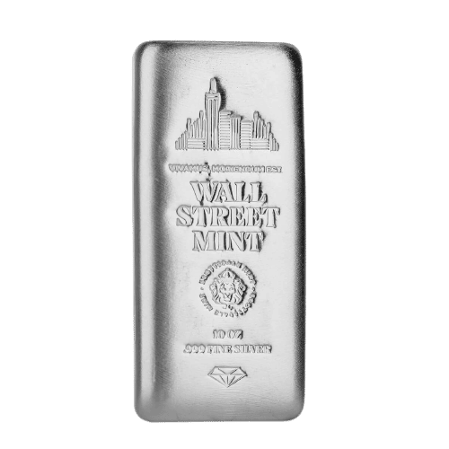 10 Oz Wall Street Sølvbarre (311 gr.) 999 ‰, Scottsdale Mint - Arizona USA - Køb sølv hos Vitus Guld - bedste sølvpris