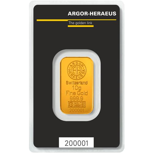 10 gr hologram guldbarre fra Argor Heraeus - Køb guld til bedste guldpris hos Vitus Guld i dag