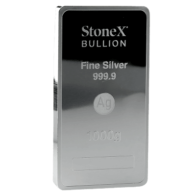 1 kg sølvbarre fra StoneX - Køb din sølvbarre 99,99 procent ren investeringssølv - køb sølv hos vitus guld i dag