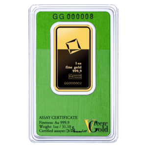 1 oz - 31,1 gr. Valcambi Green Gold fra Schweiz - køb guldbarrer og guldmønter til bedste guldpriser hos Vitus Guld